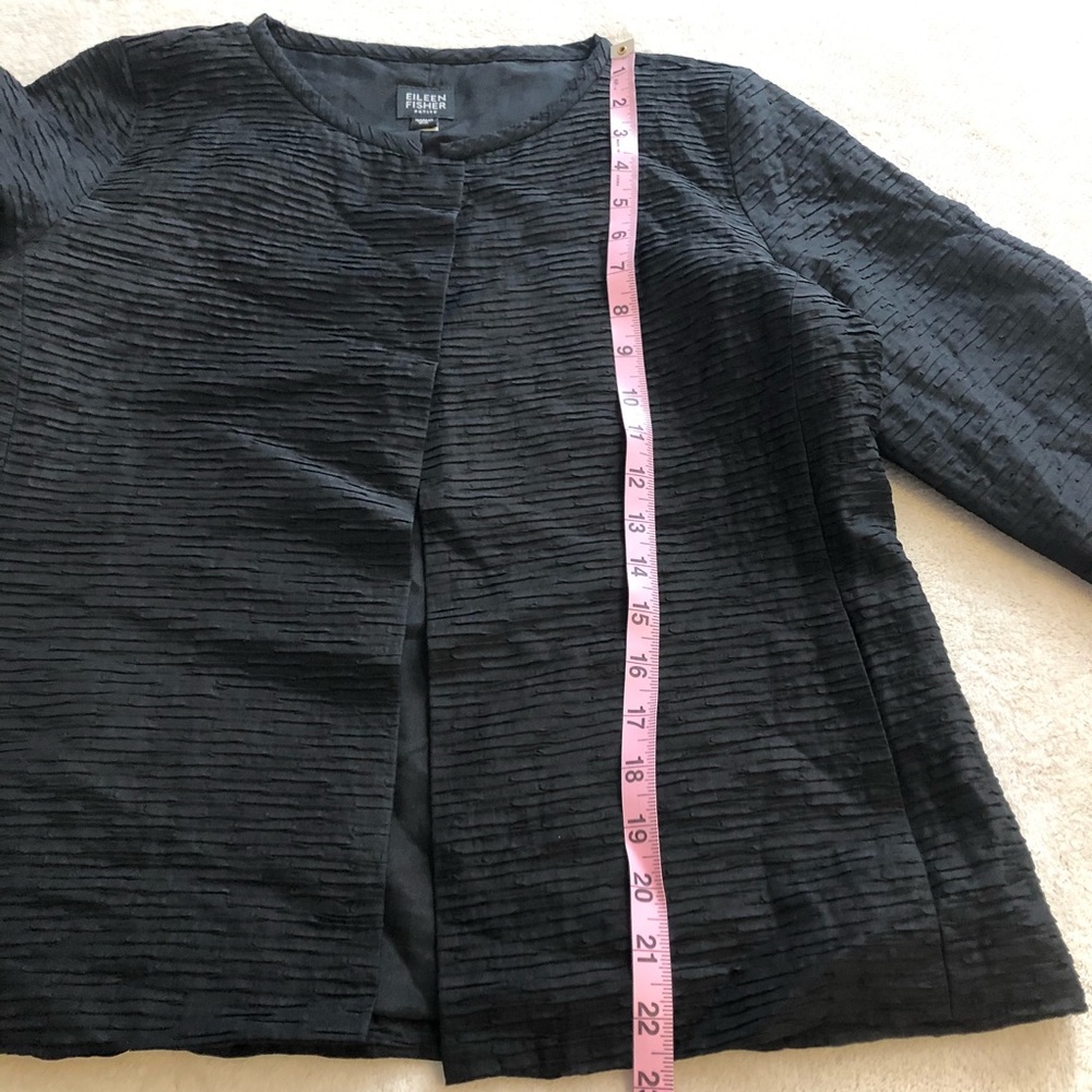 Eileen Fischer black textured silk blazer jacket - Picture 6 of 10